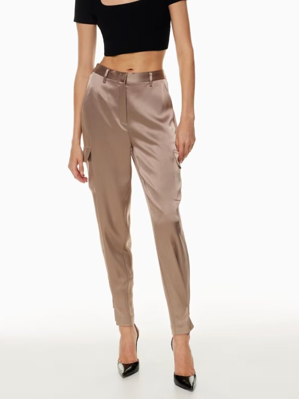 (NWOT) Babaton Refined Satin Cargo Pant Size 2 Grey Taupe High Rise